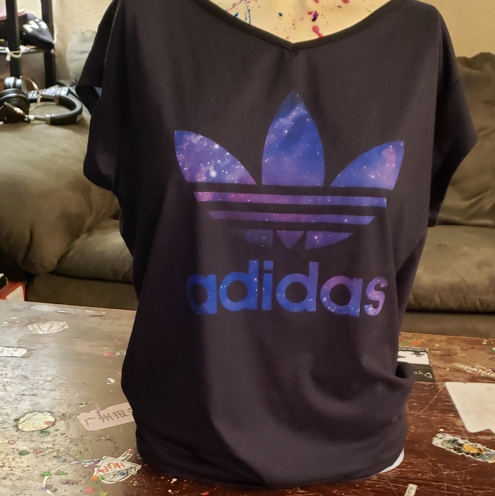 Adidas Galaxy Trefoil Off Shoulder Tunic S